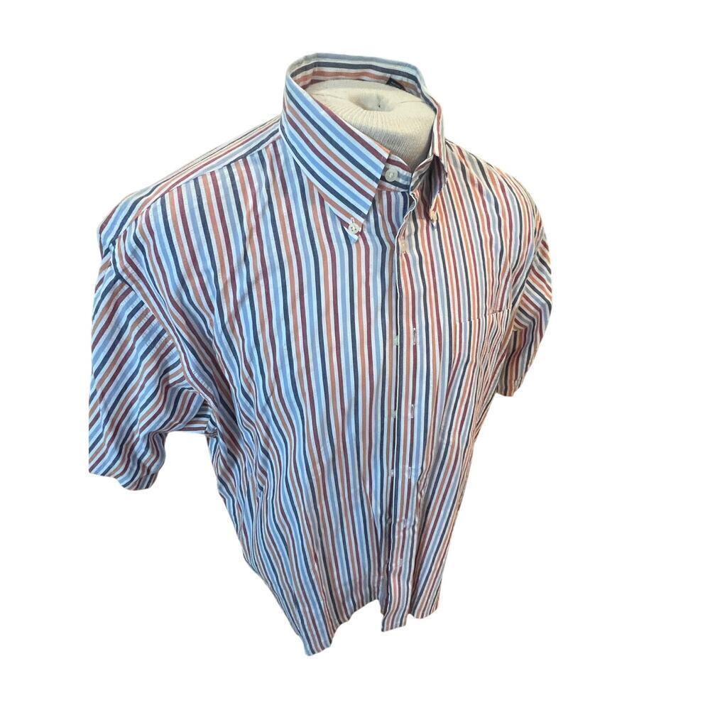 JOS. A BANK STRIPED SHORT SLEEVE BUTTON UP MENS LARGE - Picture 2 of 7